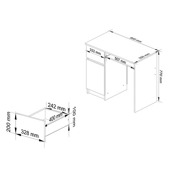 COMPUTERTISCH PIKSEL PK SCHWARZ GLANZ LINKS