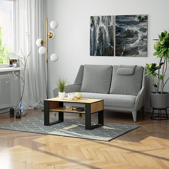 COUCHTISCH DOMI EICHE CRAFT / SCHWARZ