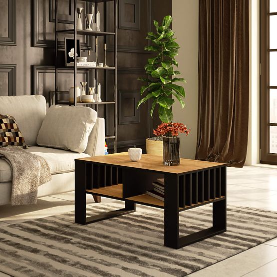 COUCHTISCH ROCKFORD EICHE CRAFT / SCHWARZ