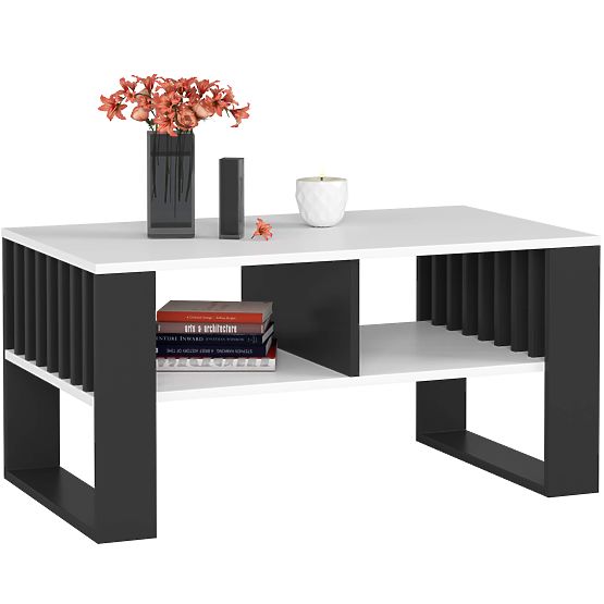 COUCHTISCH ROCKFORD WEIß / SCHWARZ