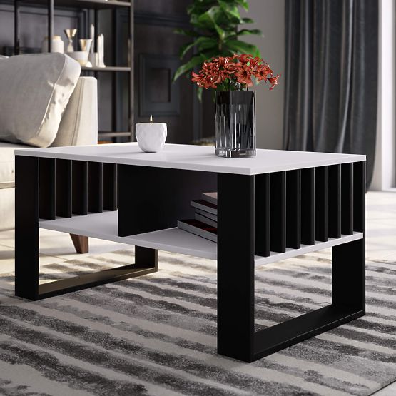 COUCHTISCH ROCKFORD WEIß / SCHWARZ