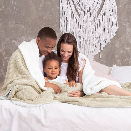 Decke SHLEEPY Farbe Beige jacquardgewebt klassischer Stil 130x180