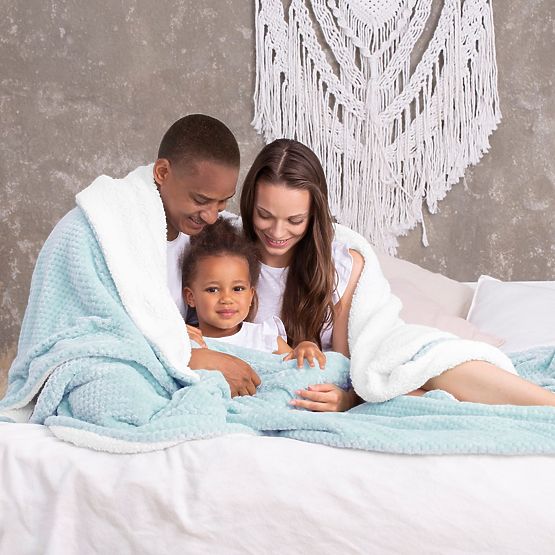 Decke SHLEEPY Farbe Hellblau Jacquardmuster klassischer Stil 70x150