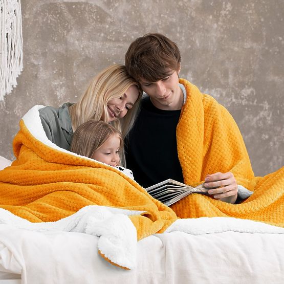 Decke SHLEEPY orange Jacquard geprägt klassischer Stil 130x180