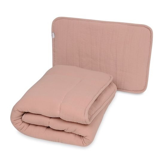 Decke und Kissen aus Musselin mit Füllung 100x135 + 40x60 - rosa