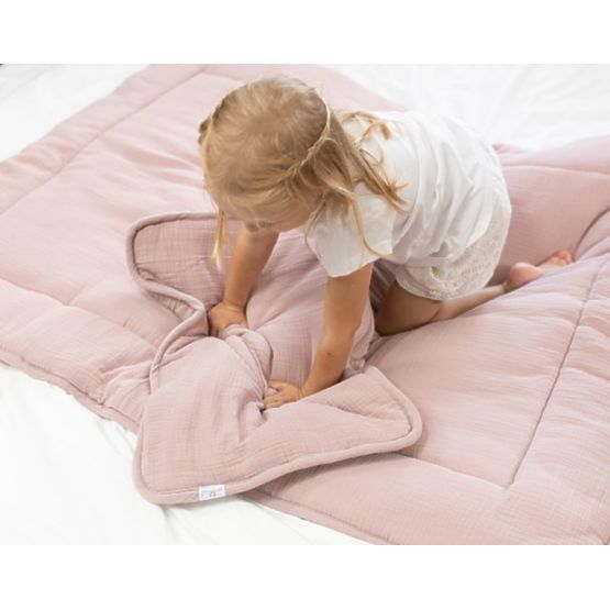 Decke und Kissen aus Musselin mit Füllung 100x135 + 40x60 - rosa
