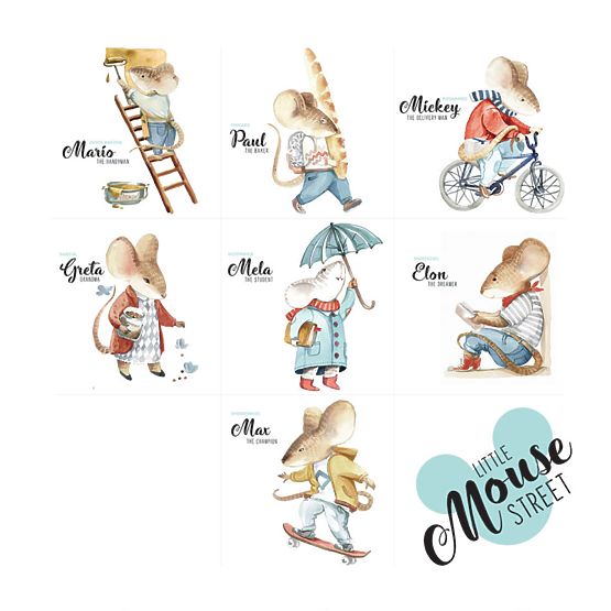 Dekoration  Wand DEKORNIK Little Mouse Street