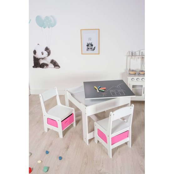 Ourbaby Kindertisch mit Stühlen mit rosa Boxen