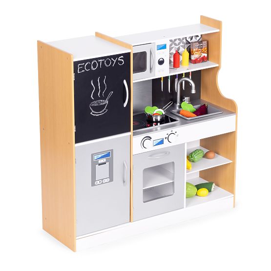 Kinderküche mit Sound und LED-Tafel Kreidetafel Metallzubehör MDF +3 Jahre ECOTOYS