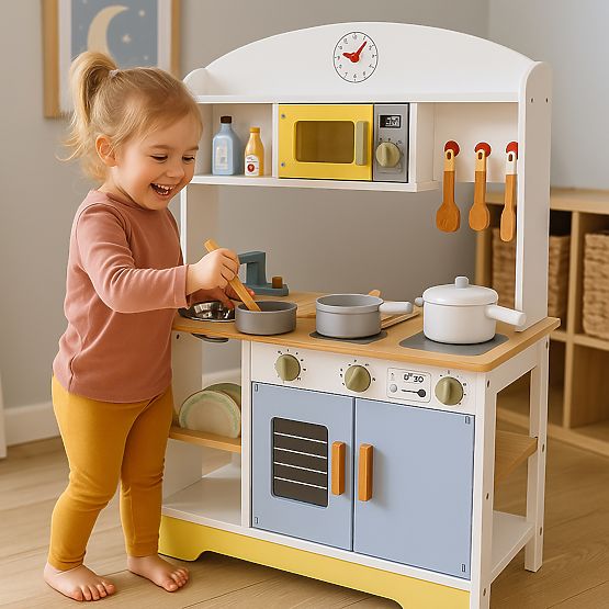 Kinderküche Ofen Waschmaschine Mikrowelle 12 Zubehör ECOTOYS