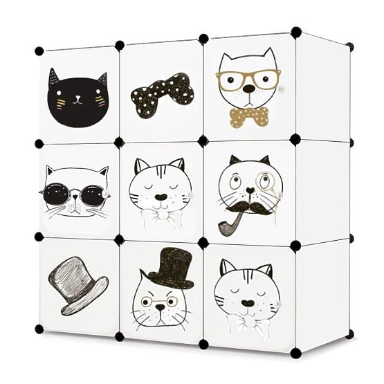 Modularer Kinderschrank Regal für Kinder 9x - Katzen