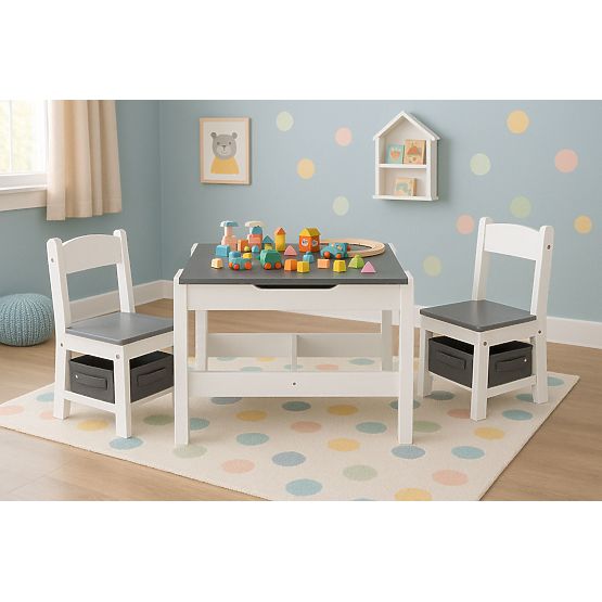Kindermöbel-Set Tisch + 2 Stühle mit Tafel ECOTOYS