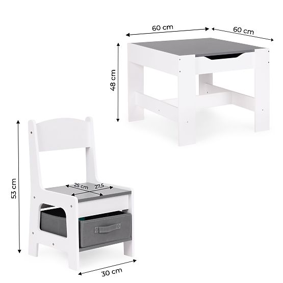 Kindermöbel-Set Tisch + 2 Stühle mit Tafel ECOTOYS