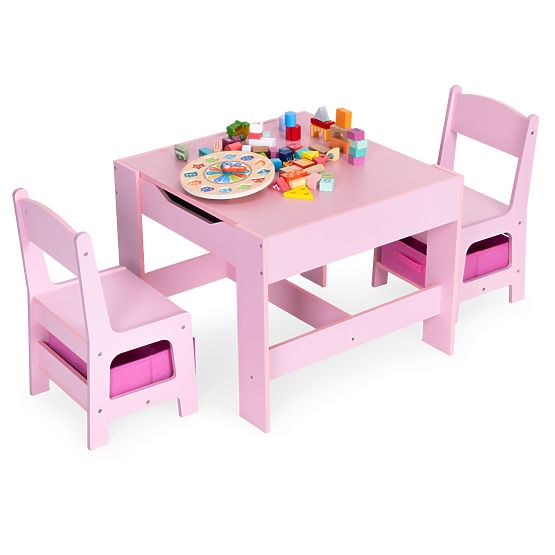 Kindermöbelset Tisch + 2 Stühle Tafel rosa ECOTOYS