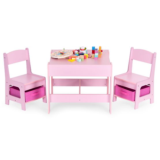 Kindermöbelset Tisch + 2 Stühle Tafel rosa ECOTOYS