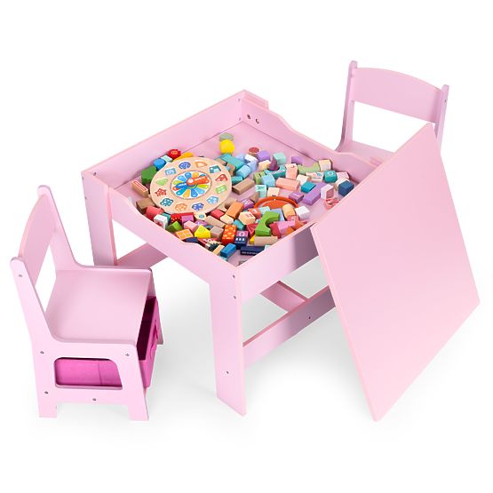 Kindermöbelset Tisch + 2 Stühle Tafel rosa ECOTOYS
