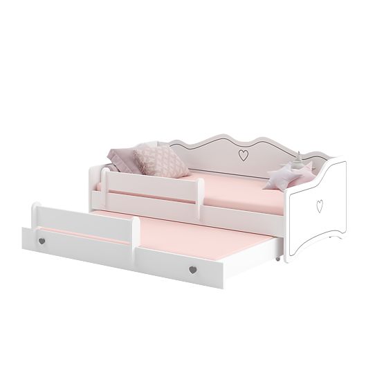 Doppelbett EMMA mit Schublade und Schutzgitter 160x80 grau