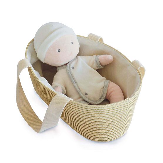 Doudou Jolijou Puppe Pol in einer Tragetasche für den Kinderwagen 28 cm