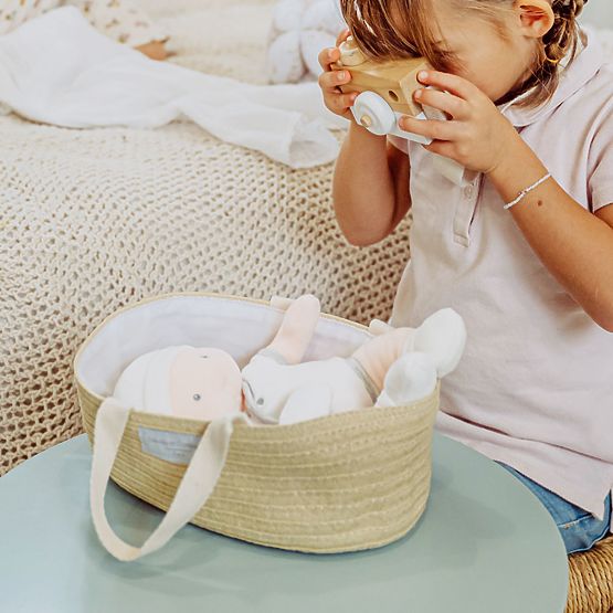 Doudou Jolijou Puppe Pol in einer Tragetasche für den Kinderwagen 28 cm