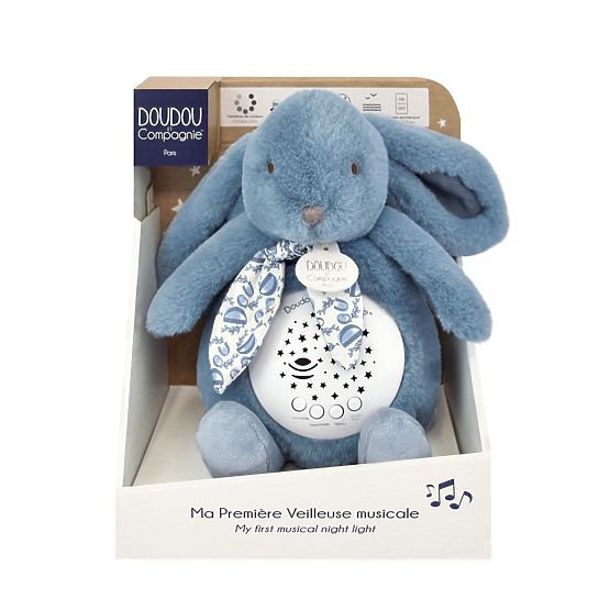 Doudou Spieluhr mit Projektion Häschen blau