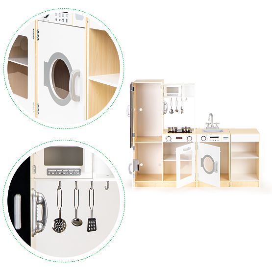 Holzküche für Kinder, separate XXL-Segmente, Tafel + LED ECOTOYS