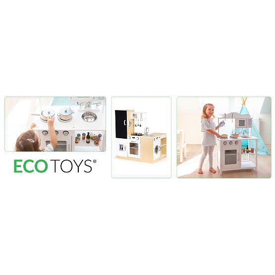Holzküche für Kinder, separate XXL-Segmente, Tafel + LED ECOTOYS