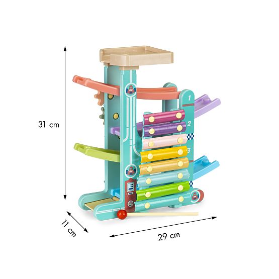 Dřevěná skluzavka pro autíčka s činely