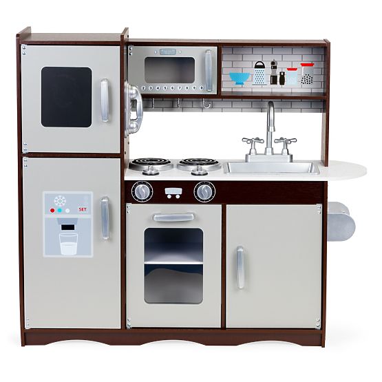 Große Holzküche für Kinder mit Schränken und Kühlschrank ECOTOYS