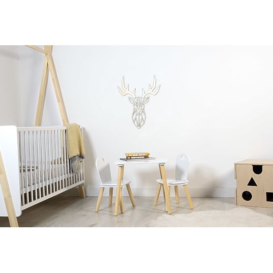 Geometrische Malerei aus Holz - Hirsch 1 - verschiedene Farben Farbe: Natur