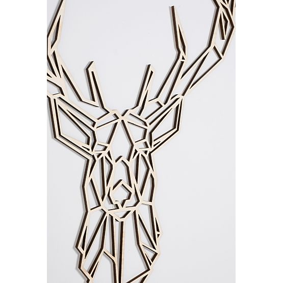 Geometrische Malerei aus Holz - Hirsch 2 - verschiedene Farben Farbe: Natur