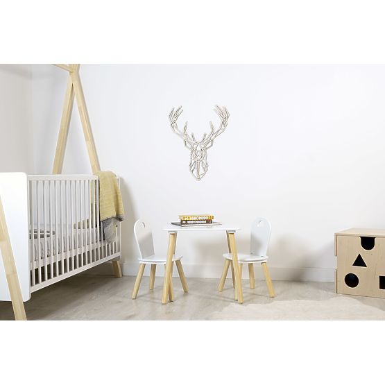 Geometrische Malerei aus Holz - Hirsch 2 - verschiedene Farben Farbe: Natur