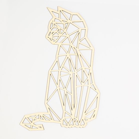 Geometrische Malerei aus Holz - Katze - verschiedene Farben Farbe: Natur