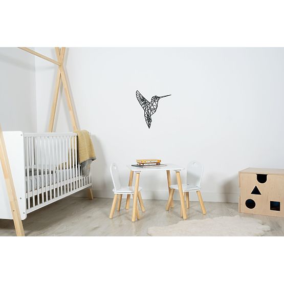 Geometrische Malerei aus Holz - Kolibri - verschiedene Farben Farbe: Schwarz