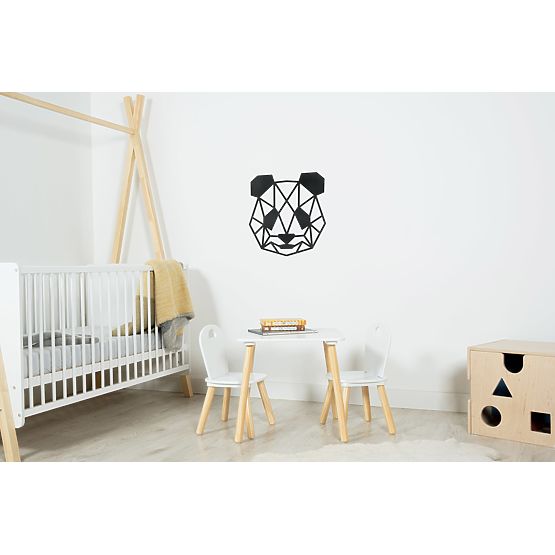 Geometrische Malerei aus Holz - Panda - verschiedene Farben Farbe: Schwarz