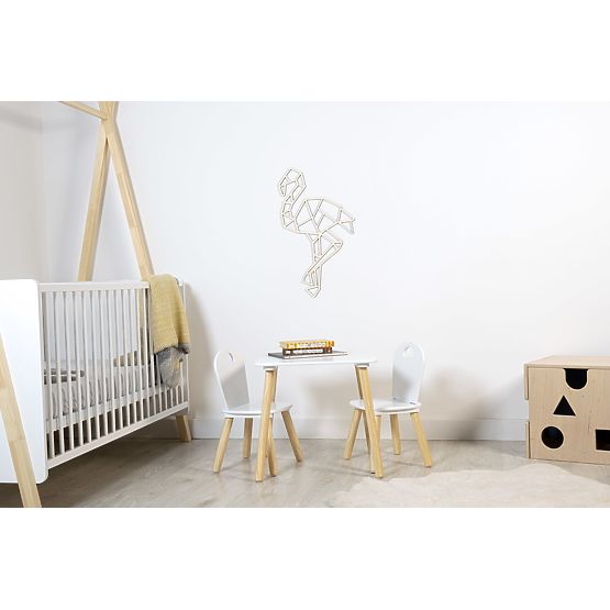 Geometrische Malerei aus Holz - Flamingo - verschiedene Farben Farbe: Natur