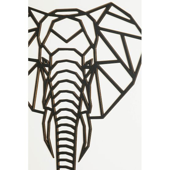 Geometrische Malerei aus Holz - Elefant - verschiedene Farben Farbe: Schwarz