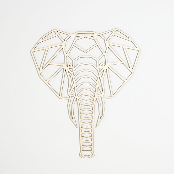 Geometrische Malerei aus Holz - Elefant - verschiedene Farben Farbe: Natur