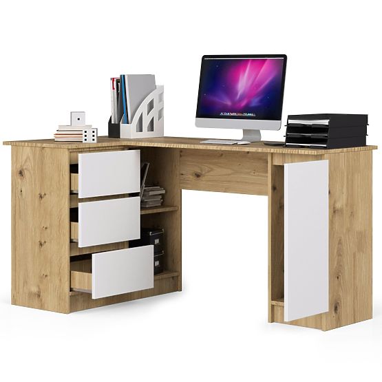 ECKSCHREIBTISCH B20 CLP LINKSAUSRICHTUNG PK EICHE ARTISAN / WEISS