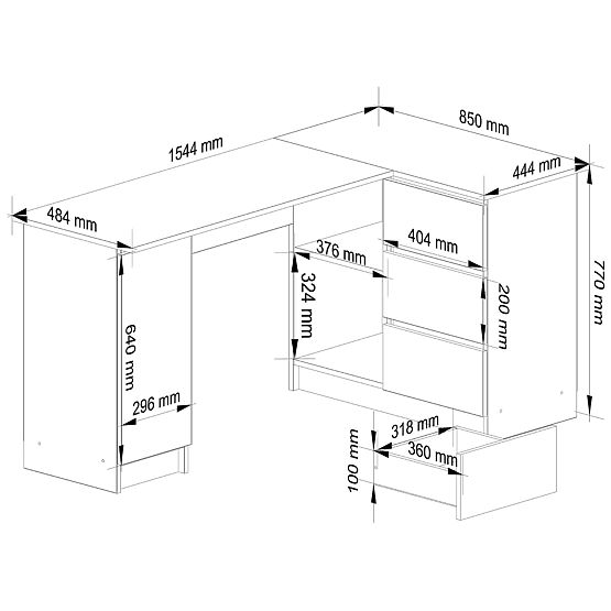 ECKSCHREIBTISCH B20 CLP RECHTS SONOMA / WEISS