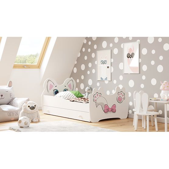 Einzelbett Pink Cat 140x70 mit Schublade