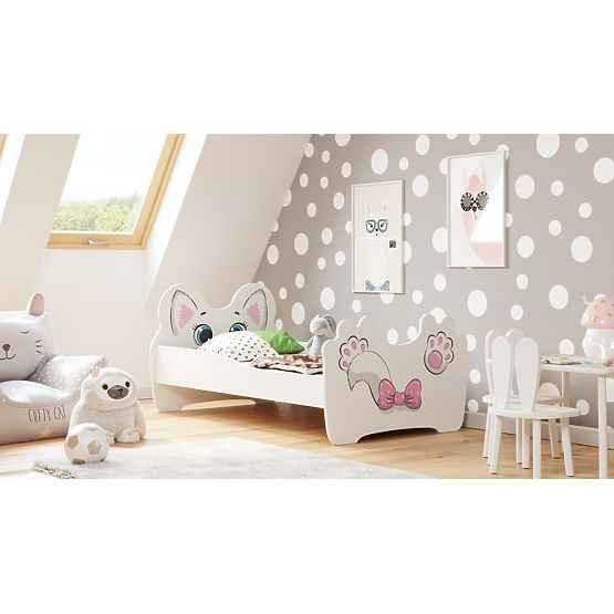 Einzelbett Pink Cat 160x80 mit Matratze