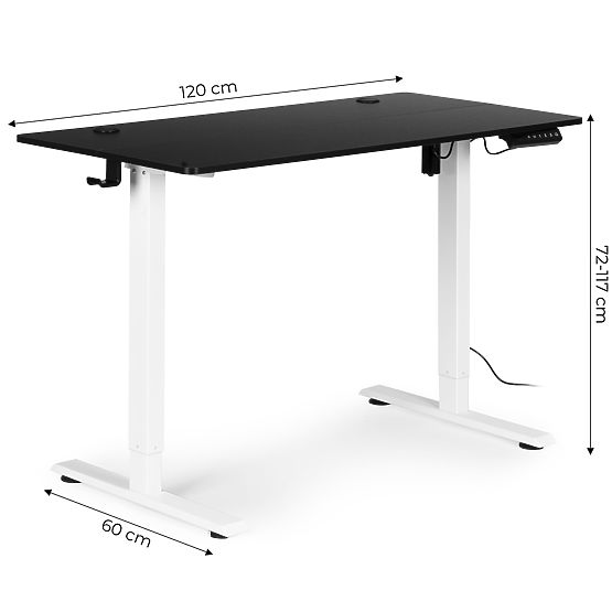 Elektrisch höhenverstellbarer Tisch 120x60 cm, Höhe 72-117 cm ModernHome