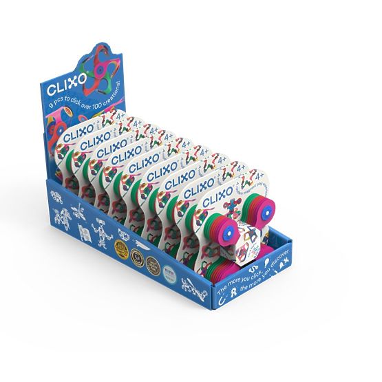Flexibles Magnetset Clixo, 9 Stück - Farbmischung