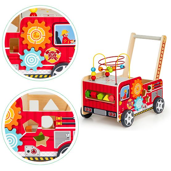 Gehwagen aus Holz - Feuerwehrauto