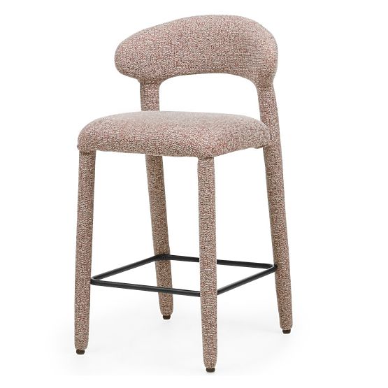 Gepolsterter Barhocker Hiroki, beige-bordeaux Mischung