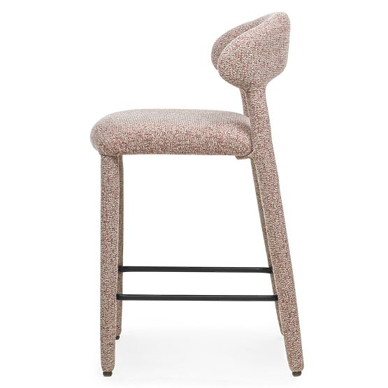 Gepolsterter Barhocker Hiroki, beige-bordeaux Mischung