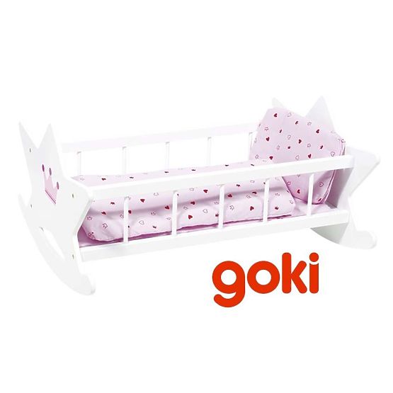 Goki Holzwiege für Puppen mit Bettdecken