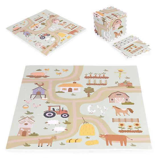 Große EVA-Schaumstoffmatte für Kinder Bauernhof 90,5x90,5 cm 21 Teile ECOTOYS
