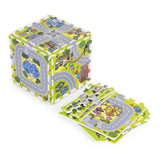 Große EVA-Schaumstoffmatte für Kinder Stadt 90,5x90,5 cm 21 Stk ECOTOYS