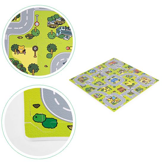 Große EVA-Schaumstoffmatte für Kinder Stadt 90,5x90,5 cm 21 Stk ECOTOYS